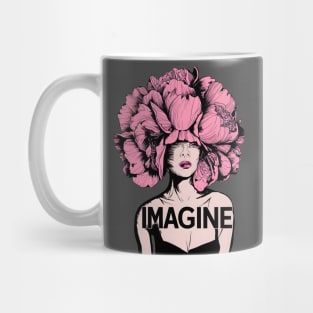 Flower Head Woman Imagine Handdrawn Mug